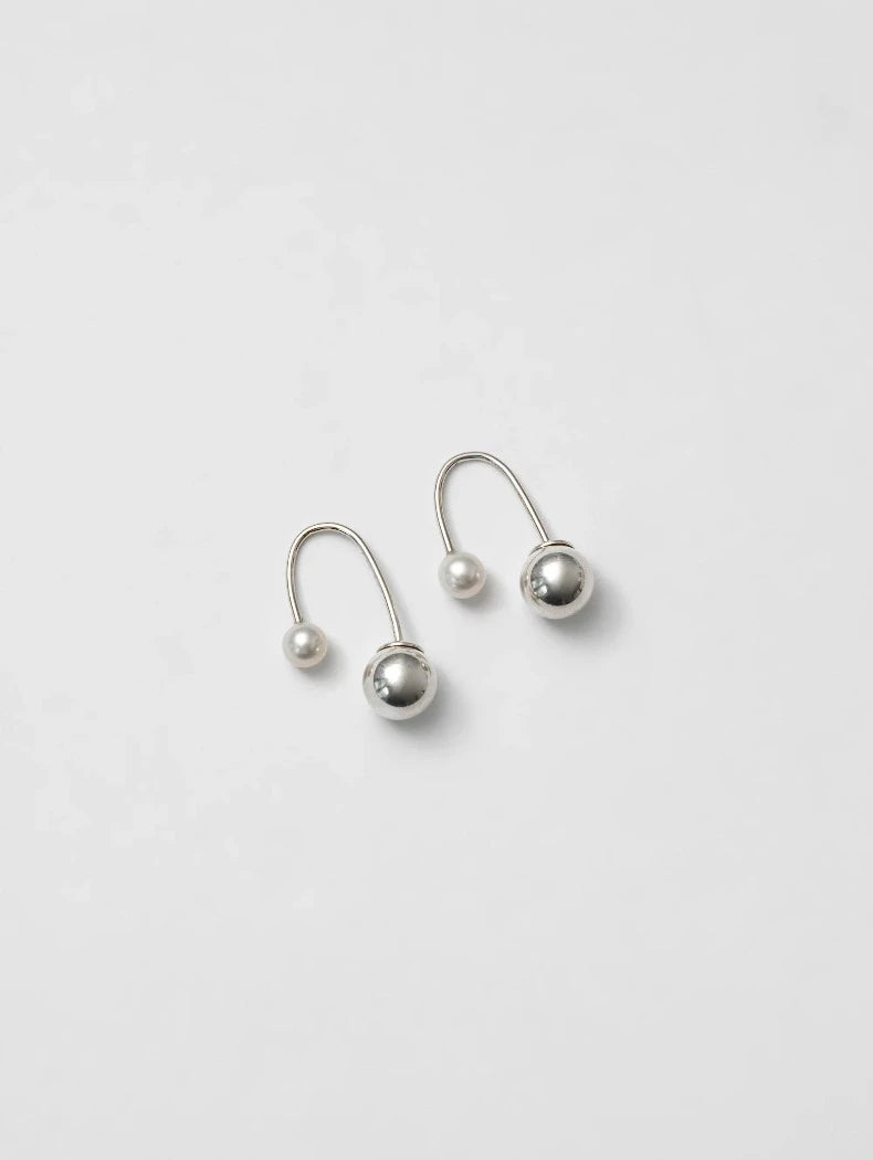 Wolf Circus beatrice wire earrings sterling silver freshwater pearl ear nut | pipe and row