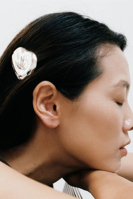 Wolf Circus Bean shaped barrette hair clip silver WC-ACC-HAIR-BEANBAR-S PIPE AND ROW