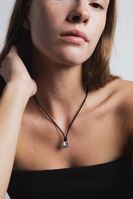 Wolf Circus black satin cord necklace statement pendant | Pipe and Row