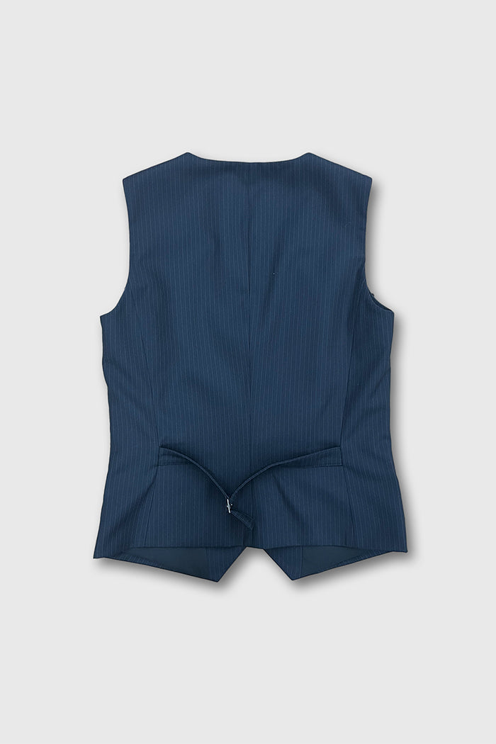 Tonywack wool tailored vest navy blue pinstripe | Pipe and Row Seattle