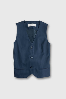 Tonywack wool tailored vest navy blue pinstripe | Pipe and Row Seattle