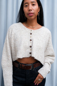 Zemeta Foam crop knit cardigan top ivory PIPE AND ROW Seattle Boutique