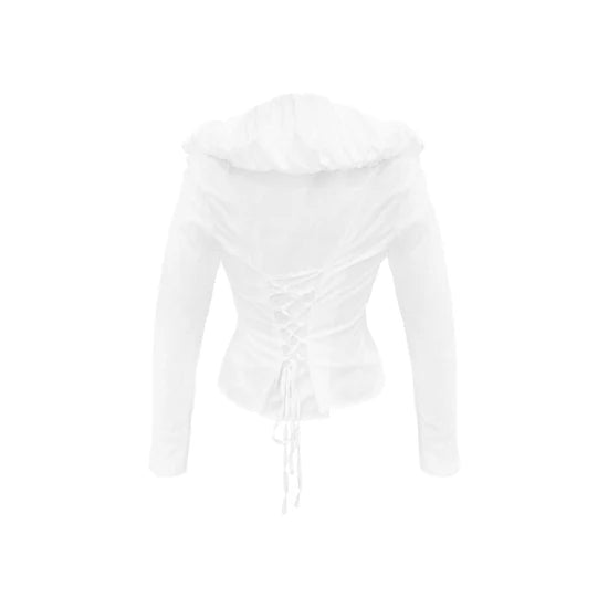 Zemeta balloon collar Cloud blouse fitted top white zip corset style lace up PIPE AND ROW