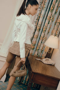 Zemeta balloon collar Cloud blouse white zip corset lace up PIPE AND ROW