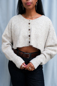 Zemeta Foam crop knit cardigan top ivory PIPE AND ROW Seattle Boutique