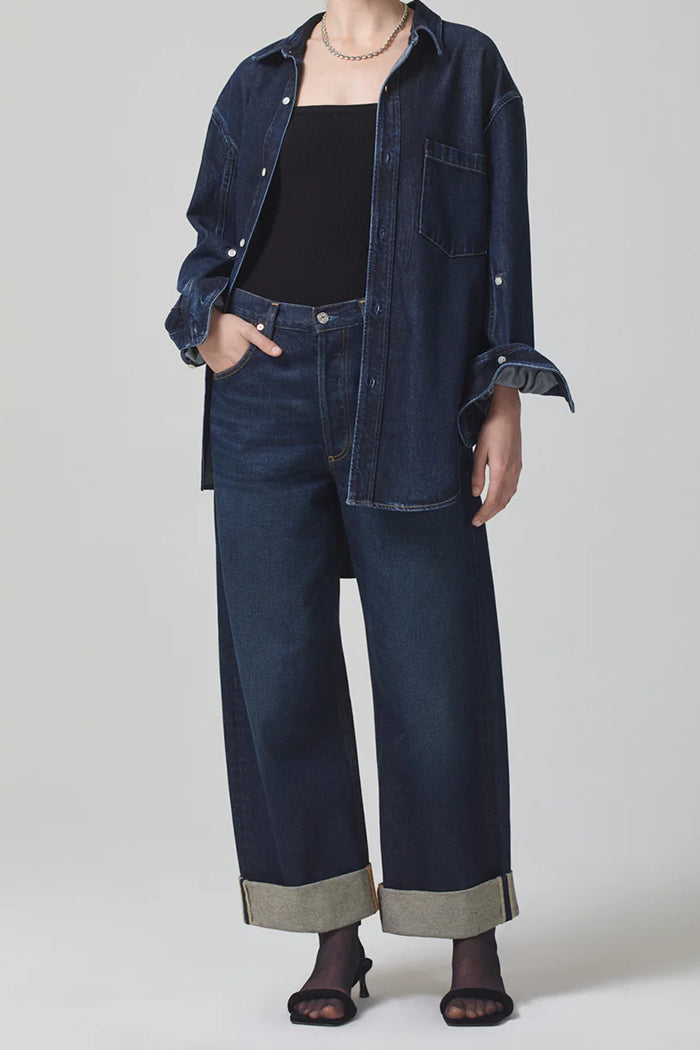 Citizens of Hummanity Ayla baggy jean rolled cuffed hem bravo deep indigo | Pipe and Row