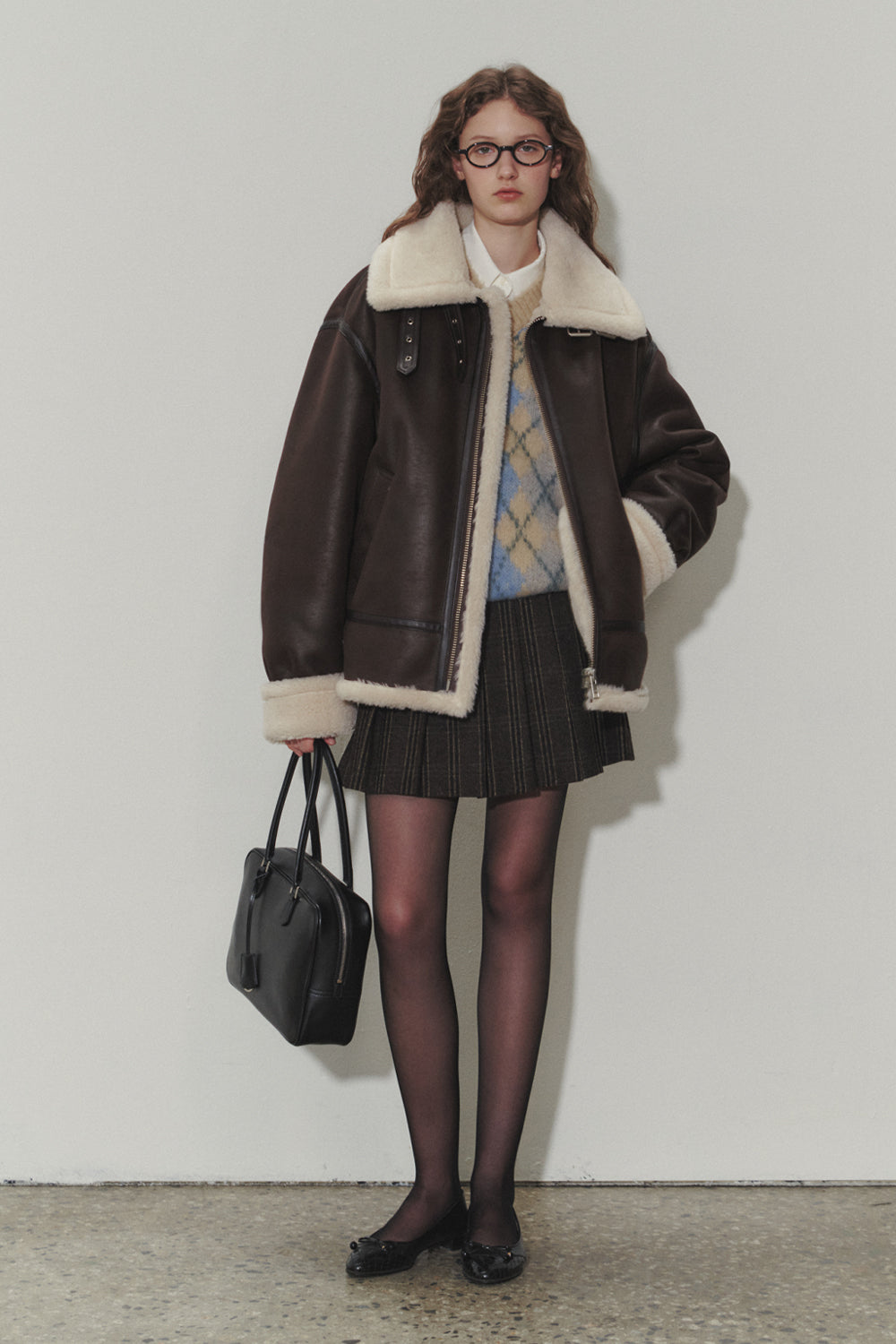 LOOSE FIT LINE SHEARLING JACKET