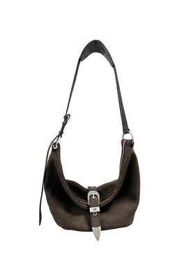 Marge Sherwood slouchy belted hobo mini bag hush nubuck brown suede | Pipe and Row