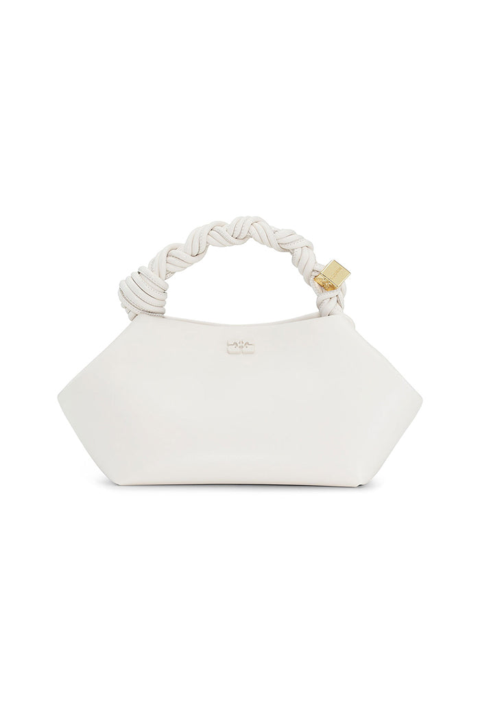 Ganni hexagonal Bou Bag fiery egret white recycled leather cross body | Pipe and Row