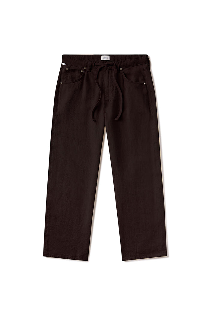 Citizens of Hummanity Brynn drawstring trouser chocolate brown linen | Pipe and Row