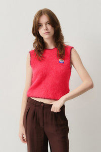 American Vintage Bymi hydrangea pink jumper sweater vest burgundy red | Pipe and Row