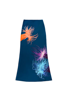 Tyler Mcgillivary navy blue Charlie midi skirt sea anemone print PIPE AND ROW