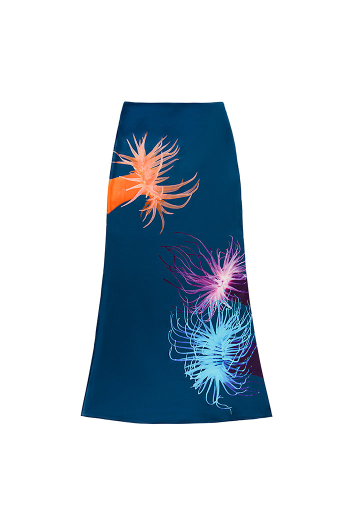 Tyler Mcgillivary navy blue Charlie midi skirt sea anemone print PIPE AND ROW