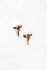 Wolf Circus Cherub mini micro angel stud earrings jewelry gold gift | Pipe and Row