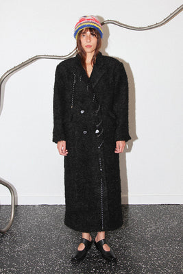 KkCo wool blend loop twill cord moss coat onyx KKCO365 PIPE AND ROW