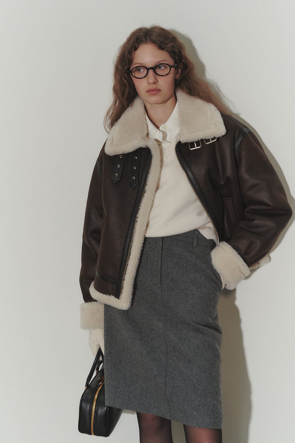 LOOSE FIT LINE SHEARLING JACKET