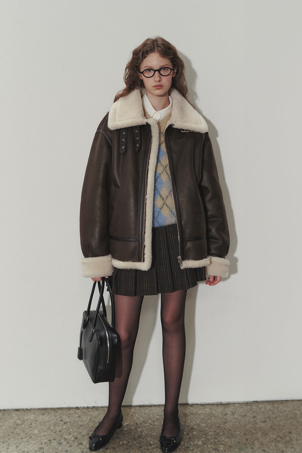 LOOSE FIT LINE SHEARLING JACKET