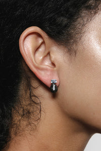 Wolf Circus Delphine black pearl aquamarine stud earrings | PIPE AND ROW