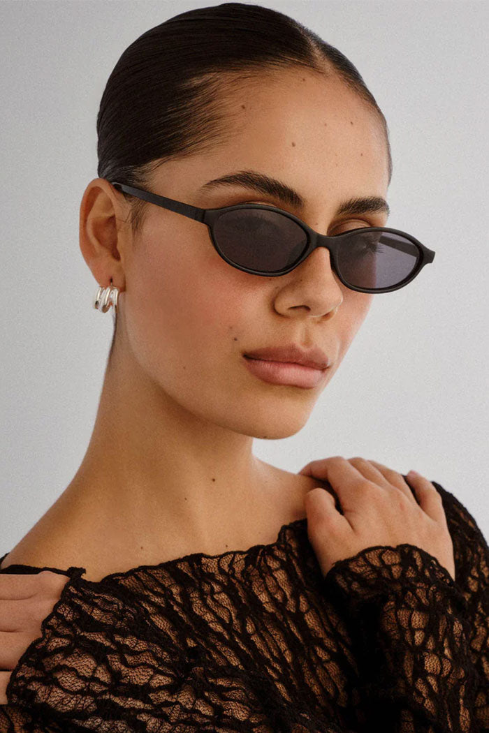 Aire Sleek slimline micro oval silhouette black sunglasses | Pipe and Row