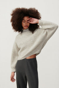 American Vintage cropped high neck East sweater oat grey powder | Pipe and ROw