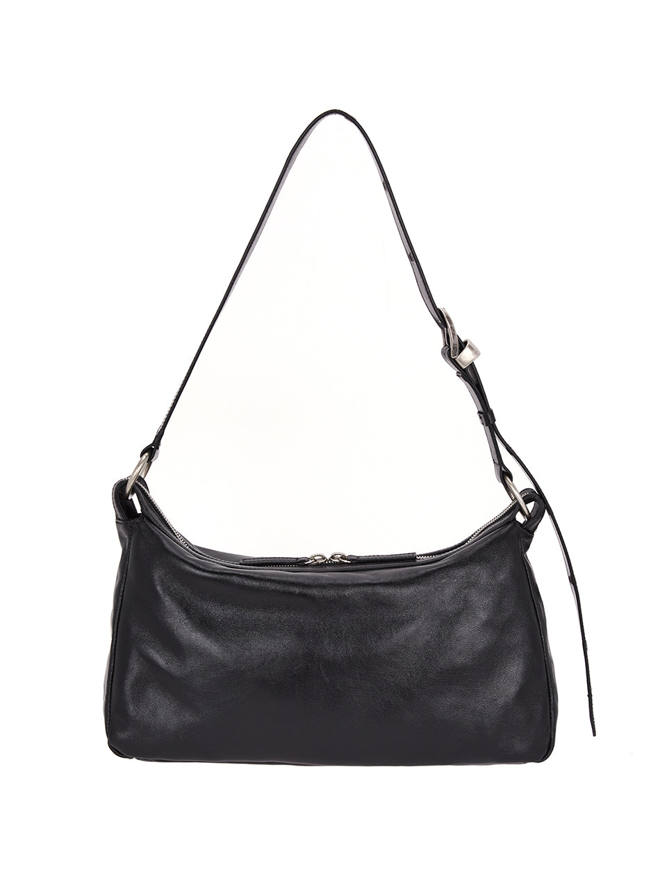 Marge Sherwood Outpocket Hobo bag zip glossy black leather | PIPE AND ROW