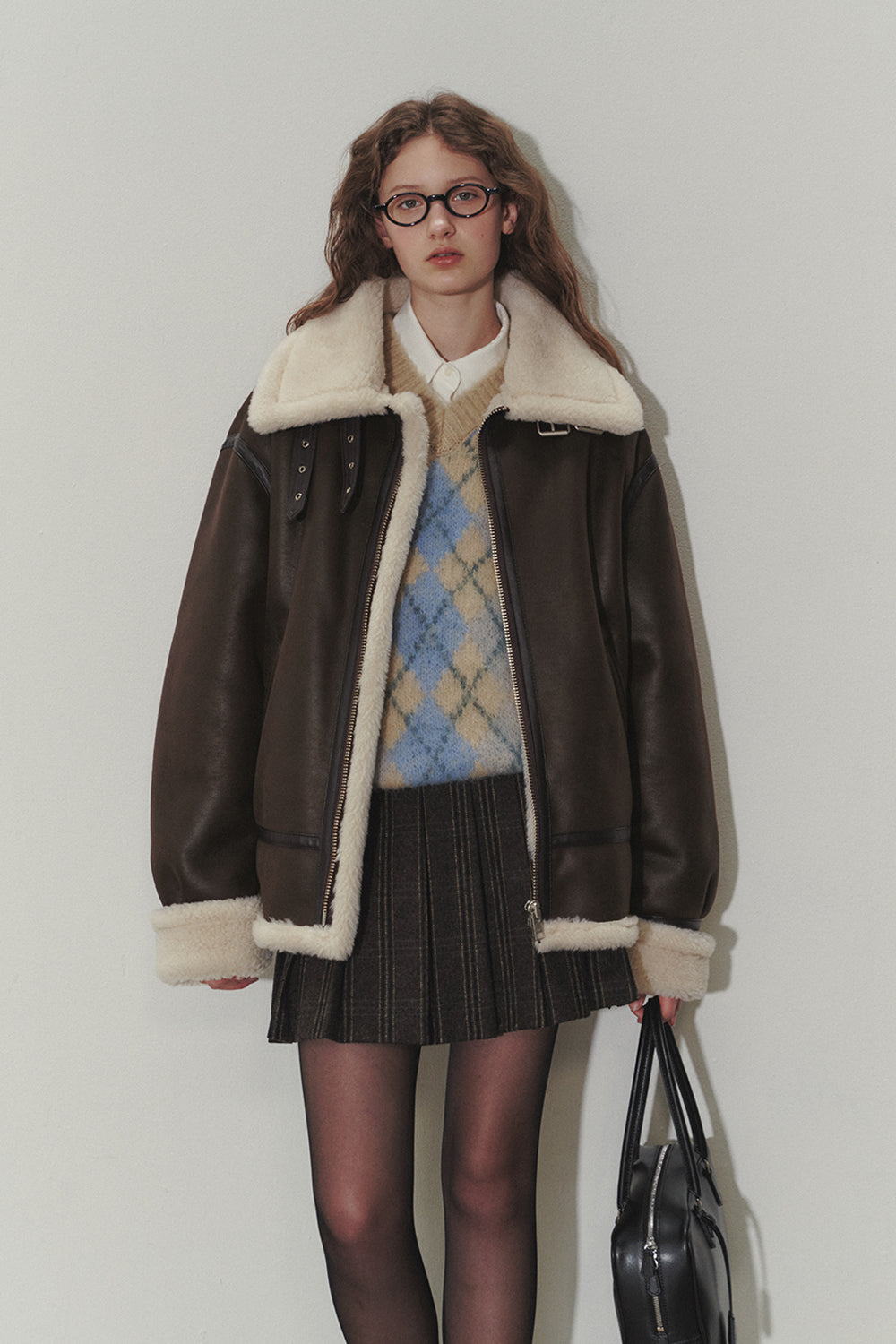 LOOSE FIT LINE SHEARLING JACKET