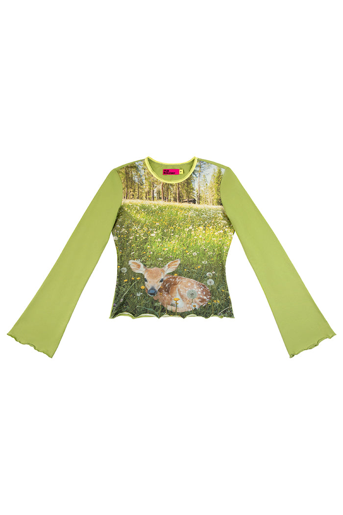 Tyler Mcgillivary Fawn printed top in green |  PIPE AND ROW