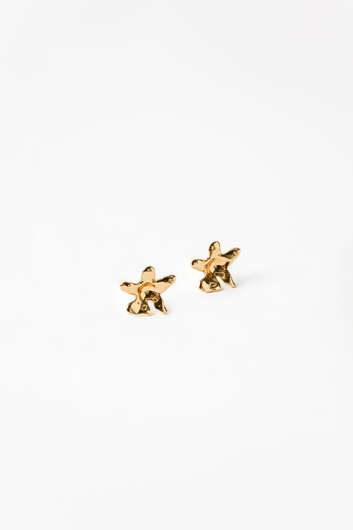 Wolf Circus flower charm mini stud earrings gold |  PIPE AND ROW Seattle