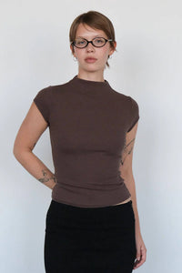 Geel brown Gem tee fitted cap tee mock neck | Pipe and Row