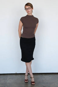 Geel brown Gem tee fitted cap tee mock neck | Pipe and Row