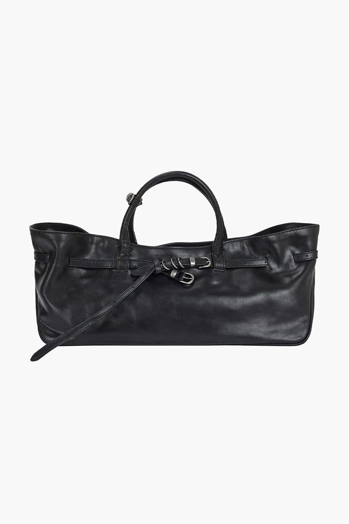 Margesherwood Grandma "used" Bag long horizontal tote black pull-up leather | Pipe and Row