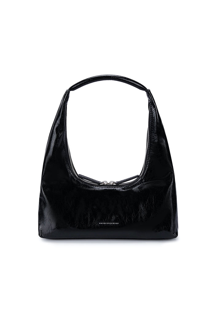 Marge Sherwood Hobo shoulder handbag glossy black | Pipe and Row