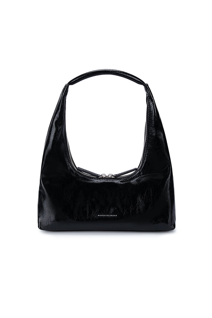 Marge Sherwood Hobo shoulder bag glossy black crinkle | Pipe and RowMarge Sherwood Hobo shoulder bag glossy black crinkle | Pipe and Row