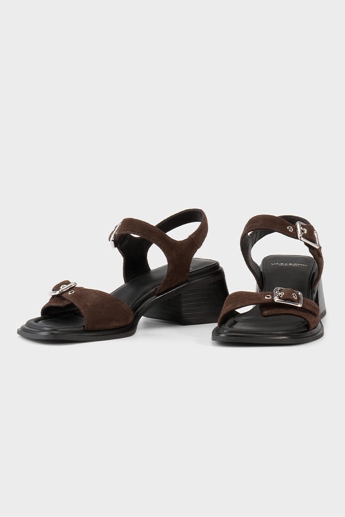 5911-101-20 Vagabond Ines double buckle sandal brown java suede PIPE AND ROW
