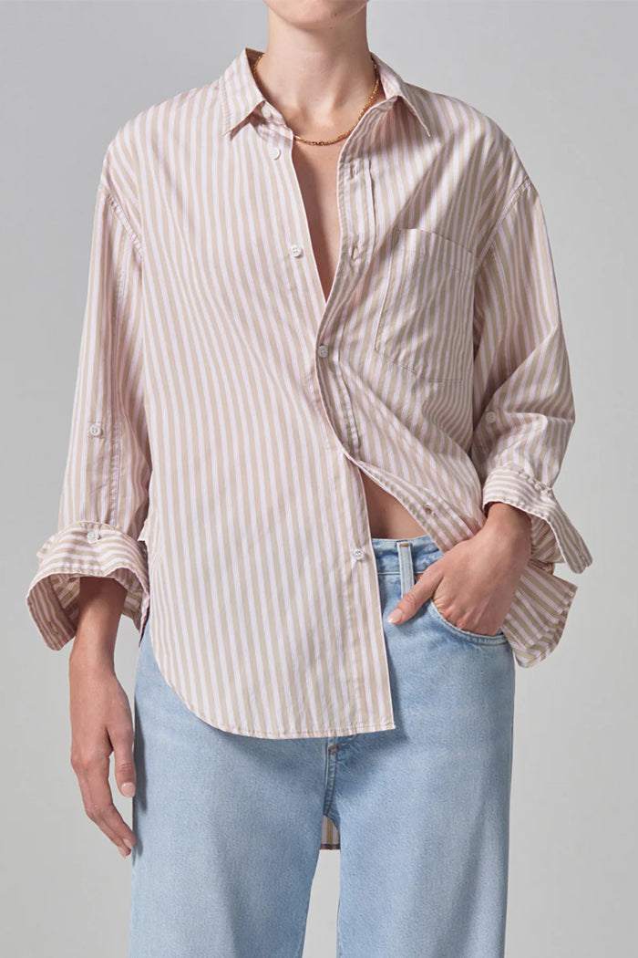 Citizens of Hummanity Kayla button up shirt mesa stripe | Pipe and Row