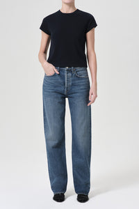 Agolde Kelly high rise relaxed straight leg jean essence indigo | Pipe and Row