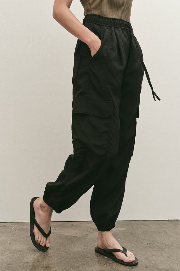 Mijeong Park drawstring lightweight cargo pants textured black | Pipe ...