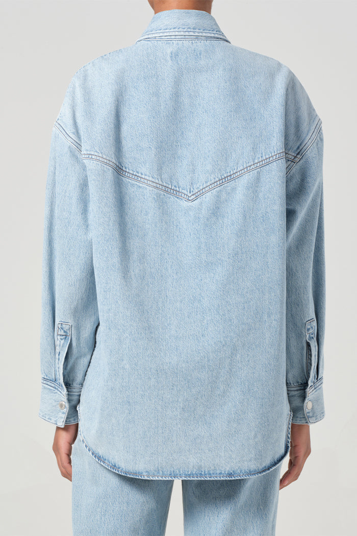 Agolde Lotta oversize denim shirt light blue Drift 7357-3018 PIPE AND ROW