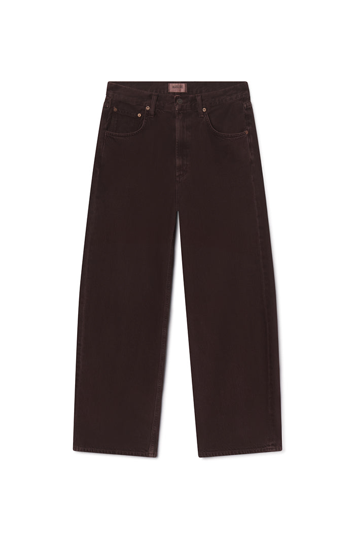 Agolde Low Curve jean sloe berry Relaxed tapered leg slouchy hips rich grape brown | Pipe and Row