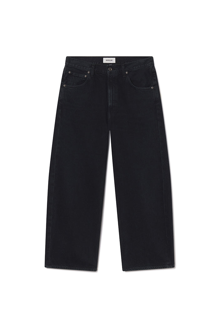 Agolde barrel Low Curve Jean Crop black denim crushed wash | Pipe and Row