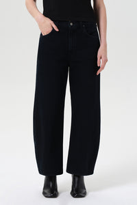 Agolde barrel Low Curve Jean Crop black denim crushed wash | Pipe and Row