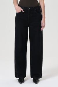 Agolde wide leg, low slung baggy crushed black | pipe and row