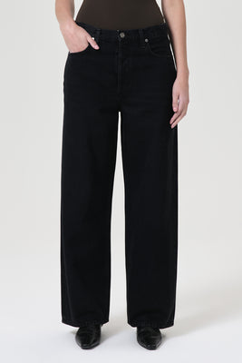 Agolde wide leg, low slung baggy crushed black | pipe and row