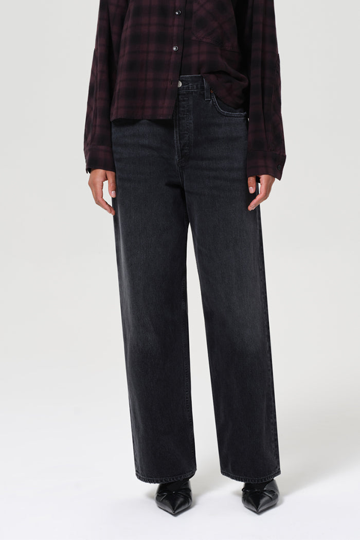 Agolde low slung baggy jeans denim Recess washed black | Pipe and Row