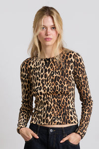 Damson Madder leopard print Lua pointelle long sleeve top | Pipe and Row