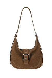 Osoi mid hobo Broucle oversized handbag chestnut brown nubuck leather | Pipe and Row