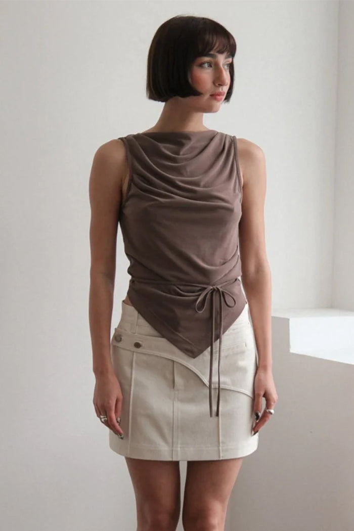 Geel Portia tank top backless jersey soft cocoa brown | Pipe and Row