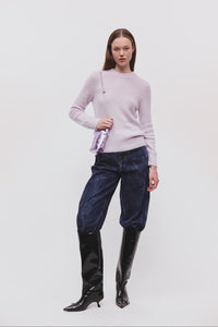 Ganni brushed alpaca o-neck sweater knit light lavender | Pipe and Row