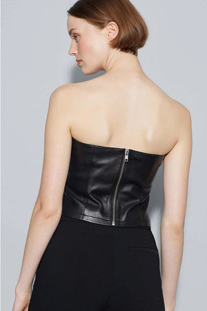 Oval Square reflection black leather tube top bustier | Pipe and Row