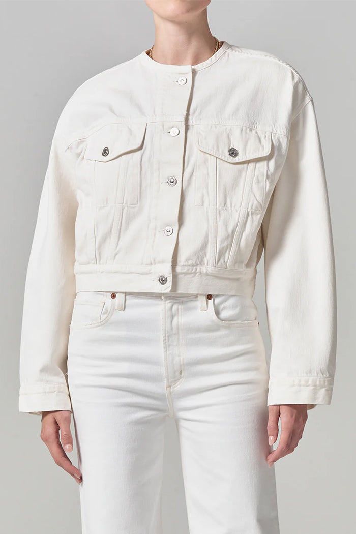 RENATA COLLARLESS DECONSTRUCTED JACKET